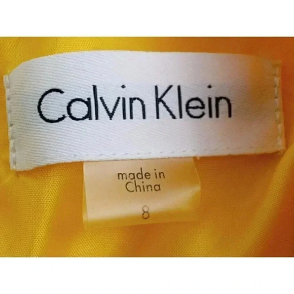 Calvin Klein Womens Dress Yellow Sleeveless V-Neck Shift Knee Length Lace Up 8 - Picture 7 of 7